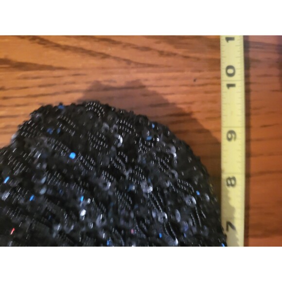 1950s Richere Bag By Walborg Black Beaded & Sequins Clutch Purse Metal strap - Picture 8 of 11